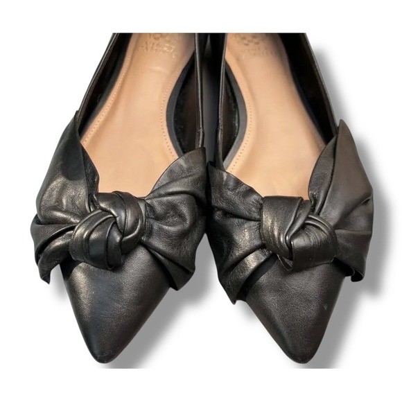 Vince Camuto Bowmel Black Nappa Leather Pointed Toe Bow Flats Mens Size 5M - Picture 7 of 11